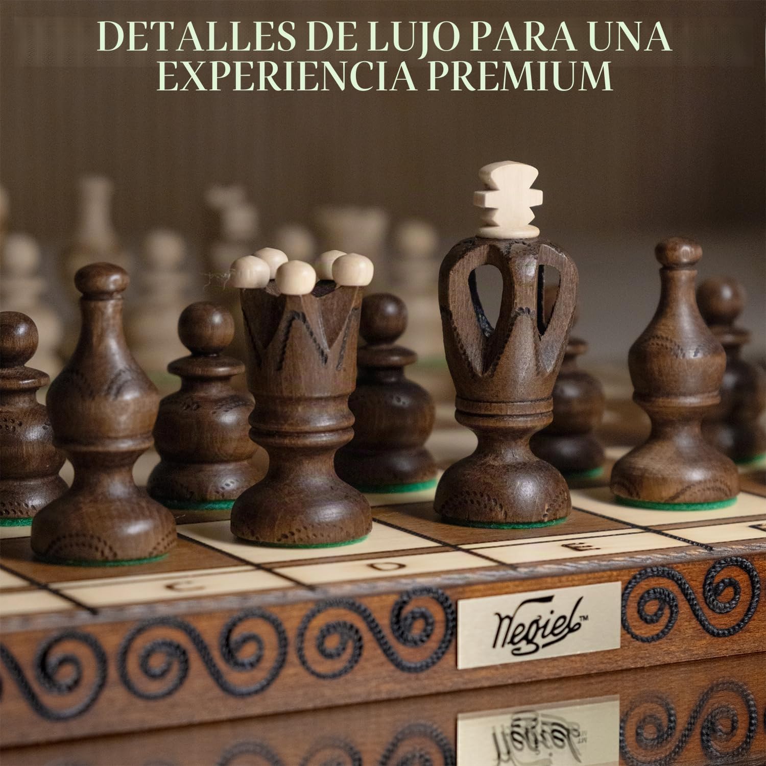 Wegiel Grand Royal - Juego de ajedrez de madera de - Ajedrez hecho a mano 45,7 cm, para adultos y niños