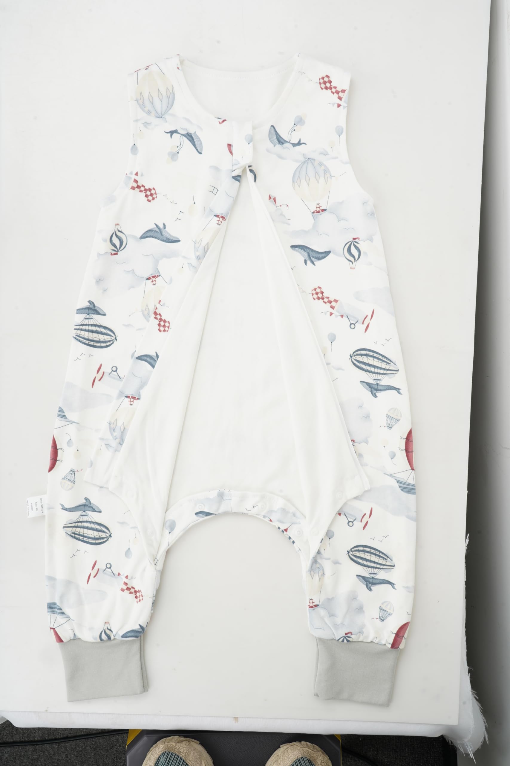 WYTbaby - Sacco nanna con piedi, 1.0 Tog, in 100% cotone, morbido sacco nanna per tutto l'anno, senza maniche, ideale per dormire e quando fa caldo, perfetto per bambine e bambini, 70 cm