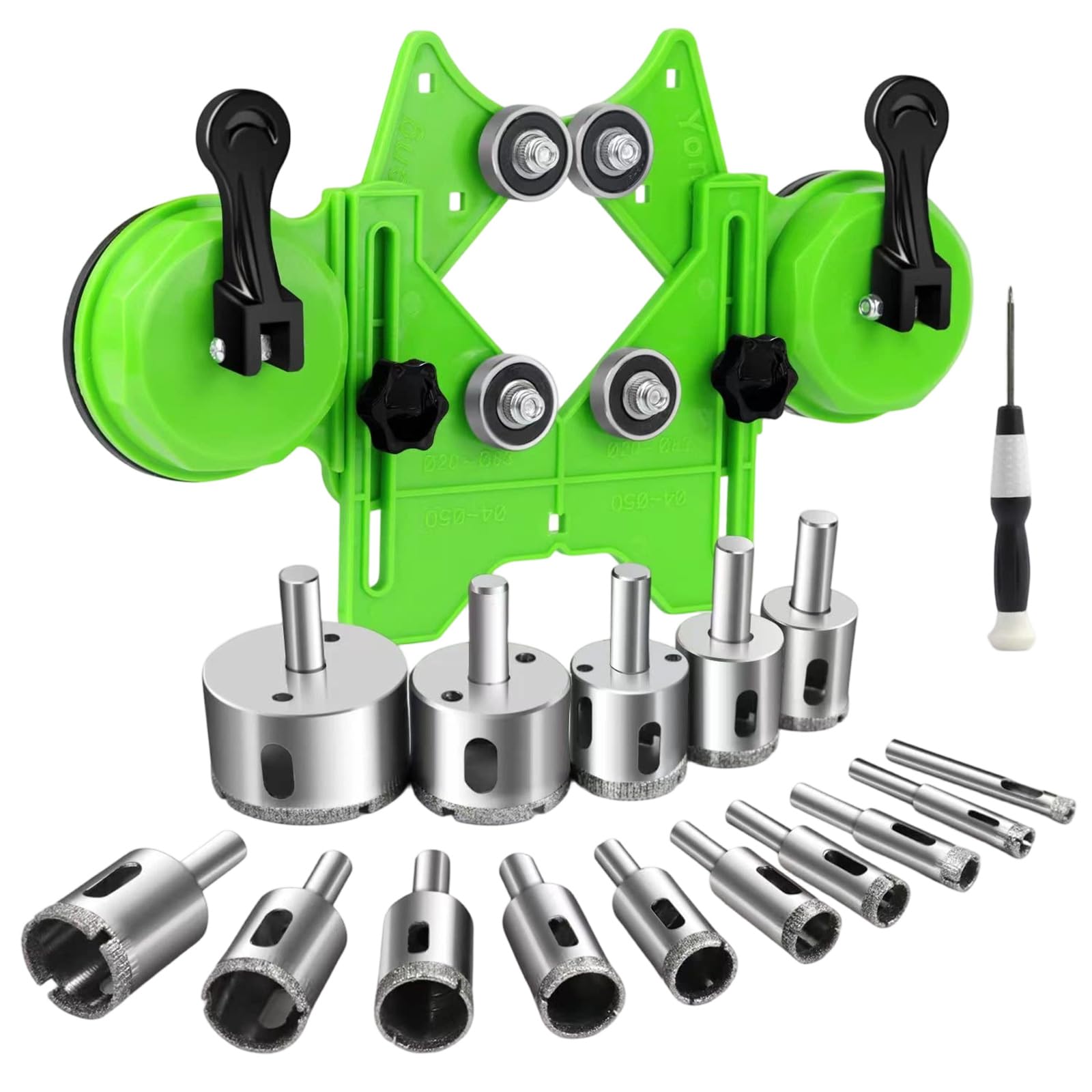 Micfeny Silver Strong Hole Maker Collection With 15 Sizes From 6Mm To 50Mm And Two Suction Cup Holder For Firm Drilling Drilling Set