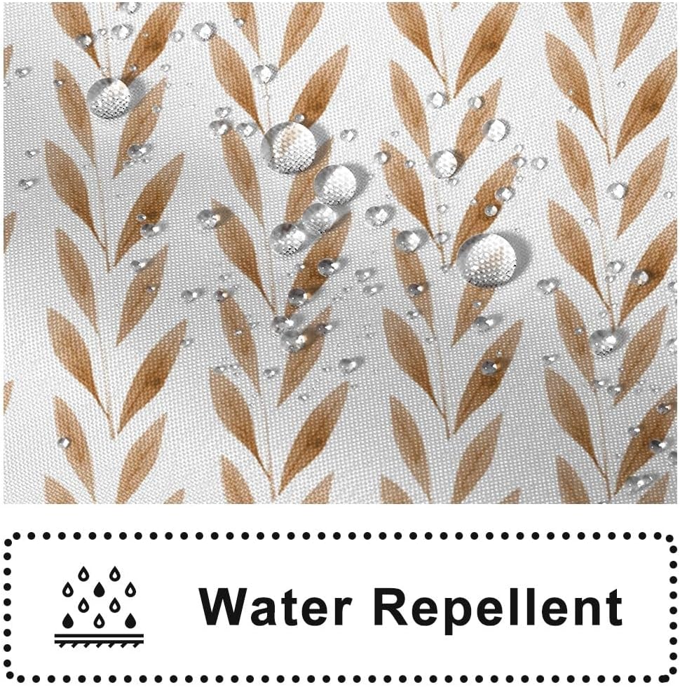 Brown Shower Curtain, Abstract Spring Brown Leaves Shower Curtain for Bathroom Waterproof Botanical Shower Curtain Set with Hooks, 72x96 Inch