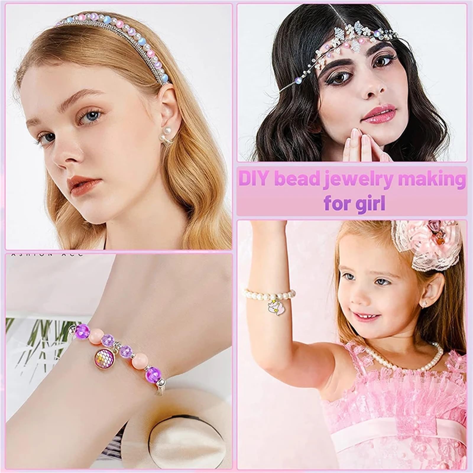 L6NqIAG Kit para Hacer Pulseras Kit de cuentas perlas arcoíris con degradado, kit for hacer pulseras, pendientes, collares, y bisutería(B 773pcs)