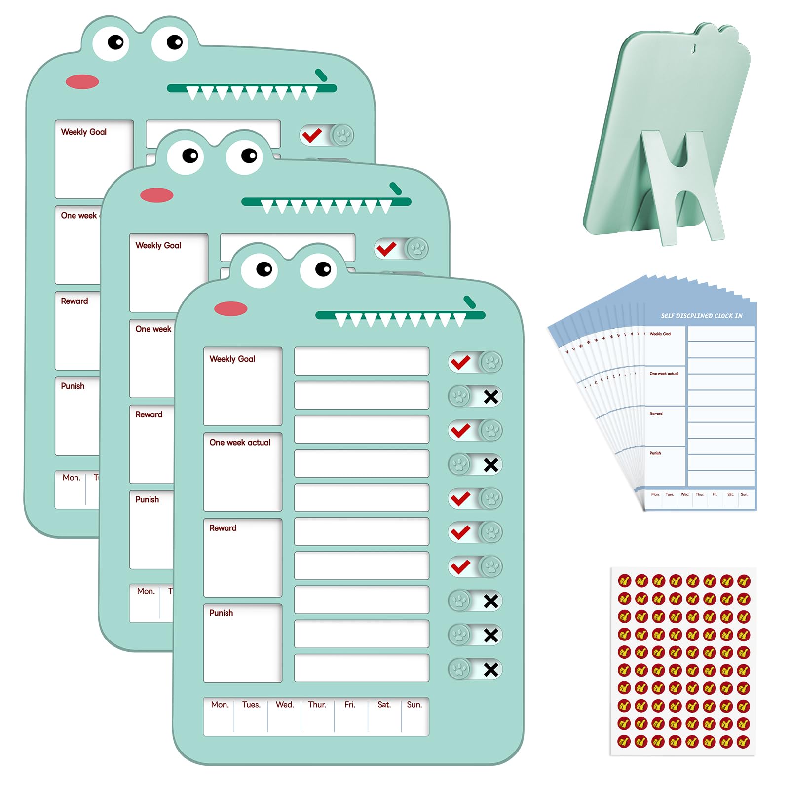 SUSUchens 2Pcs Note Message Checklist Kids Chore Chart To Do List Board Checklist Board Chore Charts Home Routine Planning Daily Routine Chart With 10 Detachable Cardstock (White - View #5