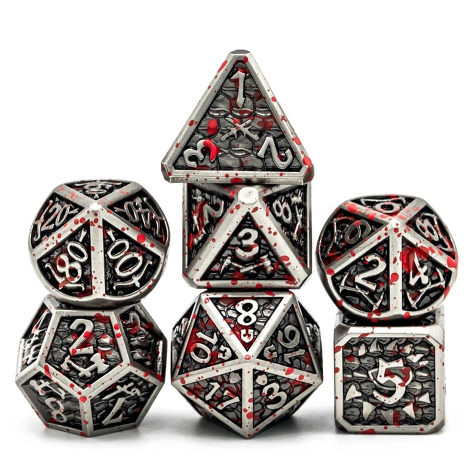 Dados Diseño de Metal D & D Dice 7 PCS DND Dados, Juego de Dados poliédricos, for Juego de rol. MTG Pionero Dado Gigante(Gold)