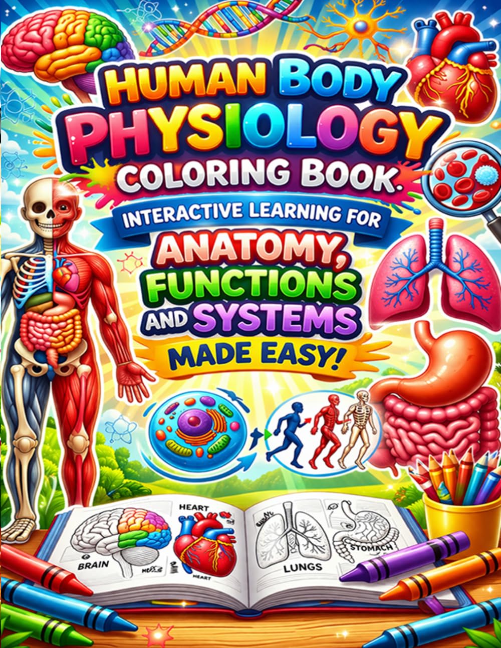 Human Body Physiology Coloring Book: Interactive Learning for Anatomy, Functions and Systems Made Easy: A Fun and Simple Way to Learn How the Human ... Pages for Beginners Students and Adults