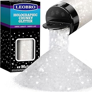 White Glitter, 160g/5.64oz Clear White Chunky Glitter for Crafts, Resin, Body Nail, DIY Decorations
