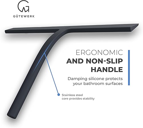 Vista 37 de GÜTEWERK Escobilla de ducha para puertas de vidrio, escobilla de silicona para ventanas, baño y limpieza de vidrio, color negro, 9 pulgadas