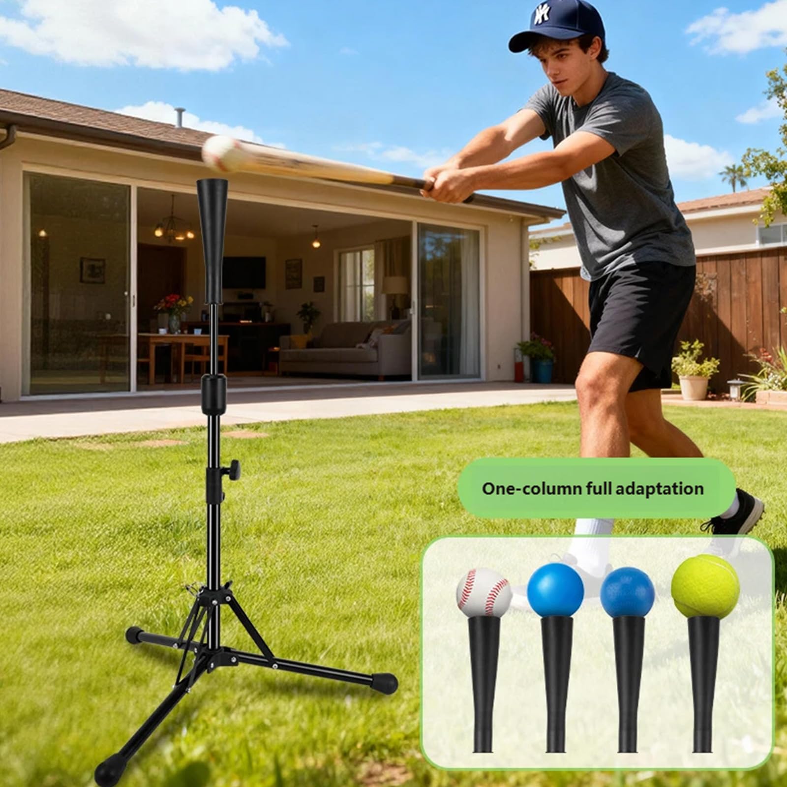 Base de bateo plegable portátil de altura ajustable, soporte para prácticas de béisbol, sóftbol, durabilidad, base de golpeo con parte superior de goma