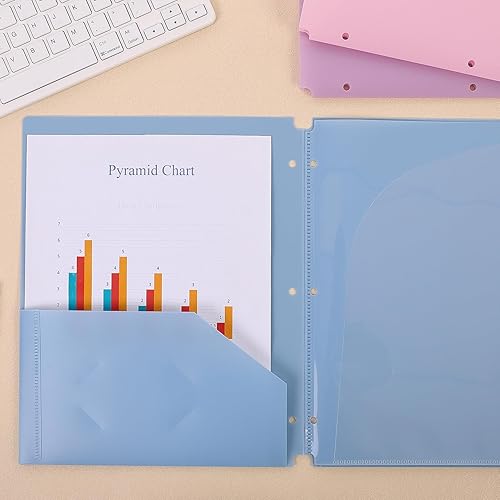 Miniatura 6 de Carpetas de plástico con bolsillo, 2 bolsillos y 3 divisores, tamaño carta, se adapta a carpetas de 3 anillas, carpetas escolares para estudiantes y