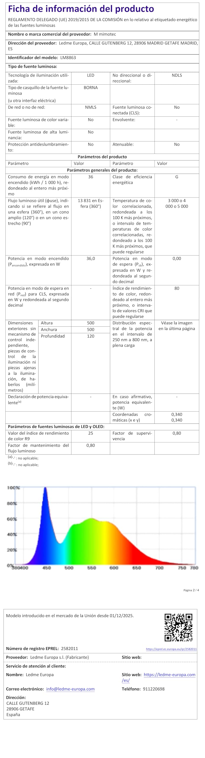 M mimotec - Wentylator sufitowy z oświetleniem LED Verona 36 W, biały i pilot zdalnego sterowania, silnik DC, 6 prędkości, styl lampy sufitowej, funkcja lato-zimowa, timer, z aplikacją