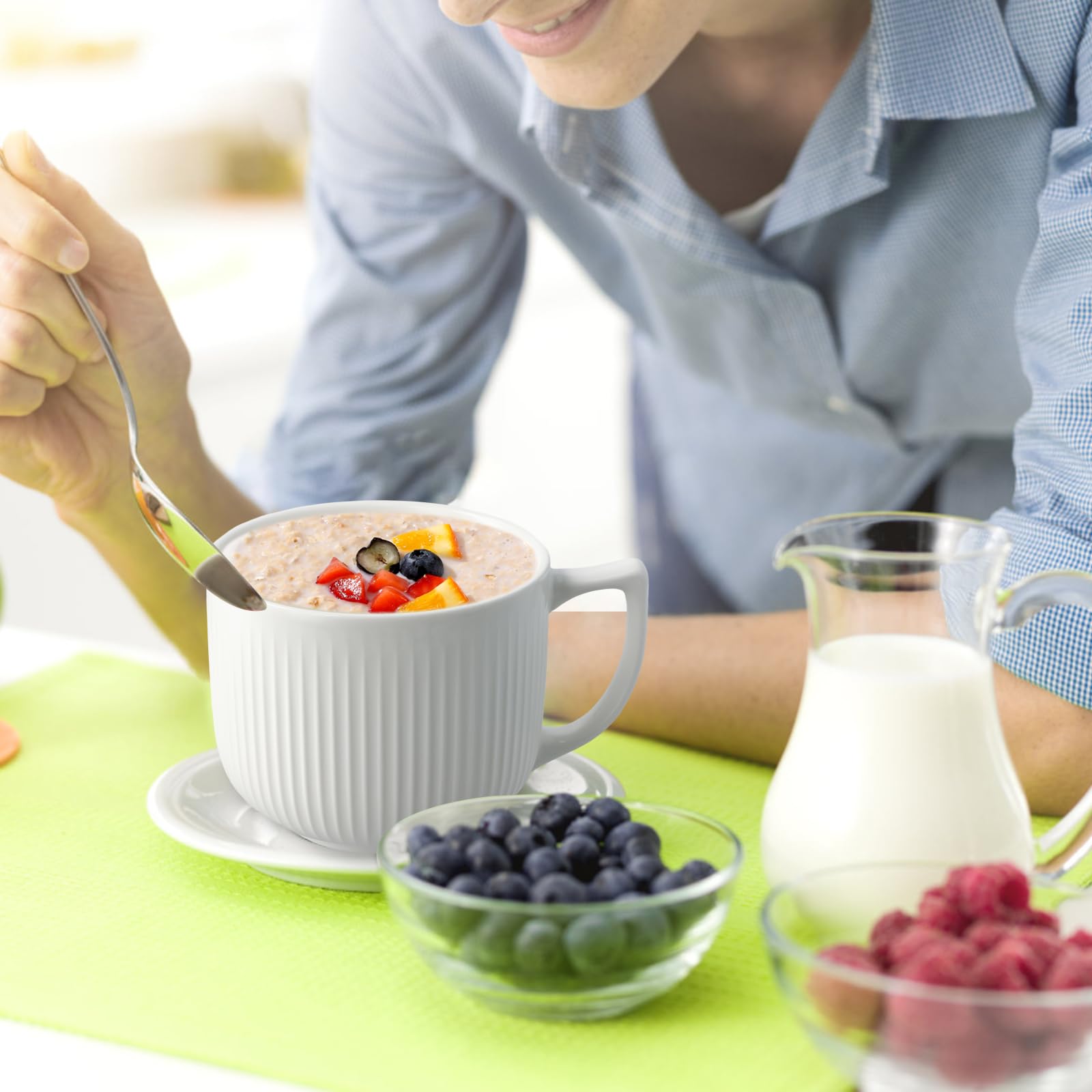 Praktische Keramik-Suppenschüssel Mit Henkel - 900ml Mikrowellengeeignet Für Ramen & Mehr