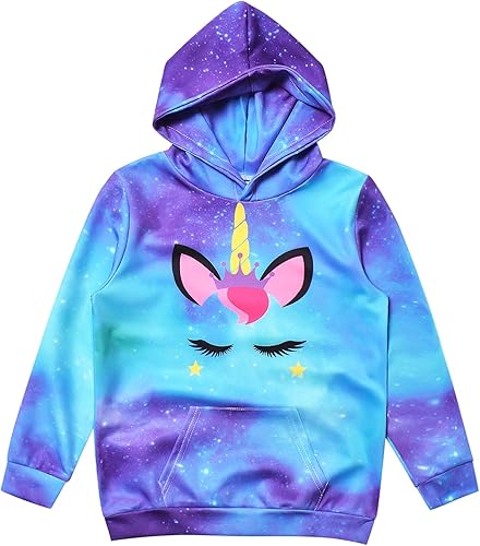 Perfashion - Sudaderas con capucha de novedad para niñas, sudaderas con gorro para niños de 4 a 13 años