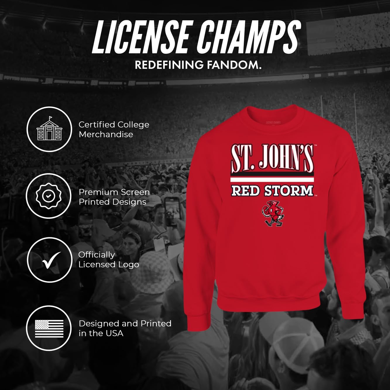 License Champs Crewneck Sweatshirt | Official College NCAA Game Day Merch | Mens Womens | Bar Logo