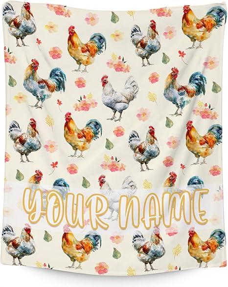 Custom Chicken Blanket, Cute Soft Throw Gifts for Grils Teens, Cozy Flannel Throw Blankets for Couch Office, 40"x50"