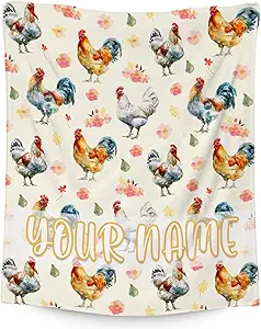 Custom Chicken Blanket, Cute Soft Throw Gifts for Grils Teens, Cozy Flannel Throw Blankets for Couch Office, 40"x50"