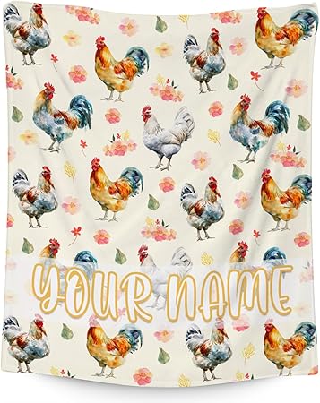 Custom Chicken Blanket, Cute Soft Throw Gifts for Grils Teens, Cozy Flannel Throw Blankets for Couch Office, 40"x50"