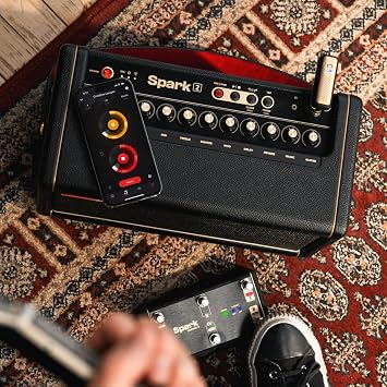 Positive Grid Spark 2 + Spark Battery Bundle 50W Smart Guitar Practice Amp & Bluetooth Speaker with Built-in Looper, AI Features & Smart App for Electric, Acoustic, Bass Guitar