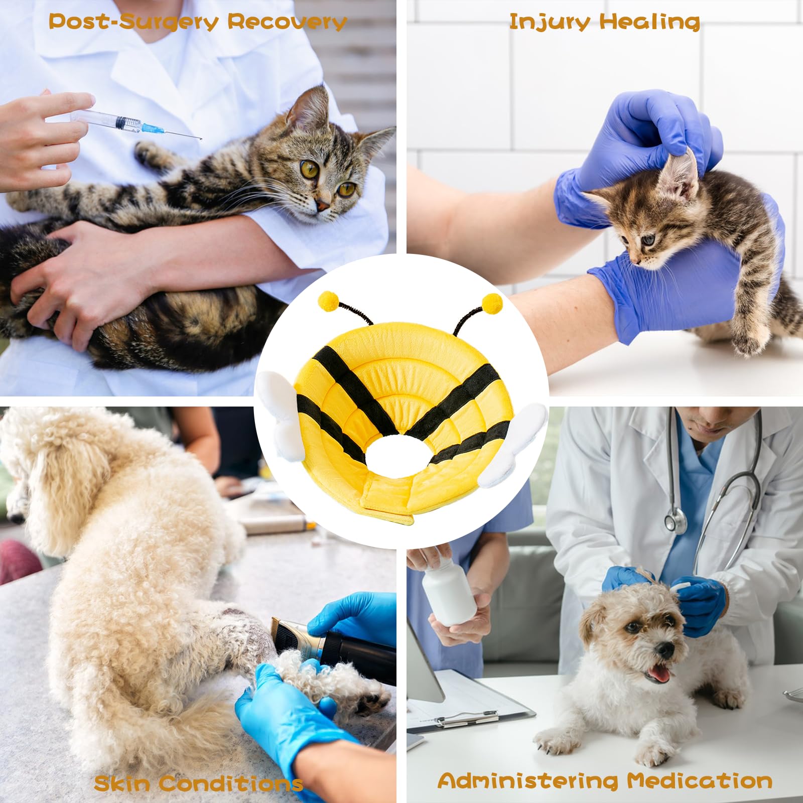 Acpetdr Cat Cone Collar Soft Adjustable Pet Recovery Collar for Cats and Small Dogs, Anti-Lick Elizabethan Cone for Post-Surgery Comfort After Surgery and Injuries for Puppies (Yellow, S) - Image 4