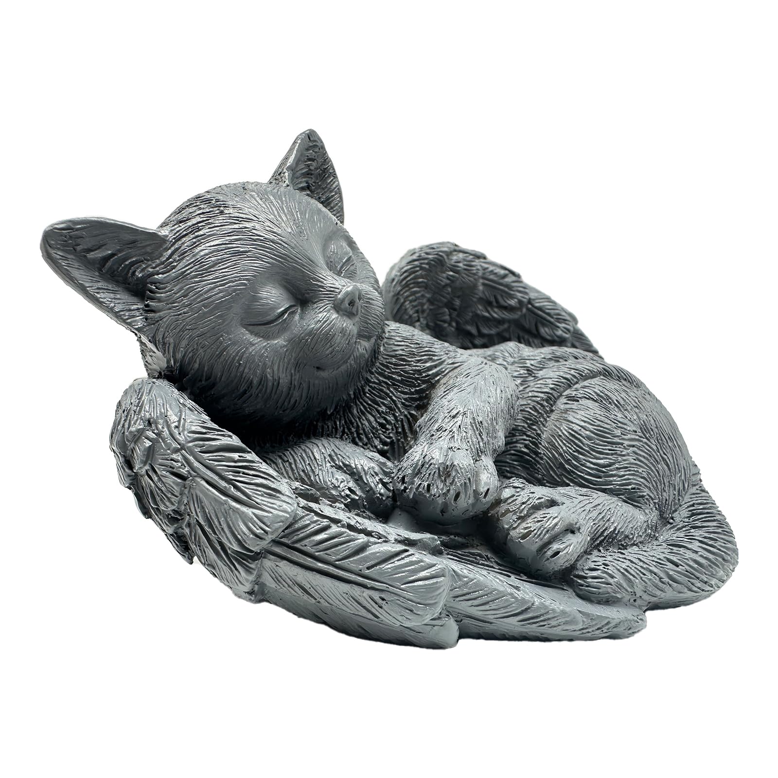 Sengocis Small Cat Memorial Stone Commemorates Our Lost Fur Baby,Peaceful Sleeping Angel Statue for Garden,Indoor,Pet Grave Markers,and Loss of Cat Sympathy Gift(Gray)