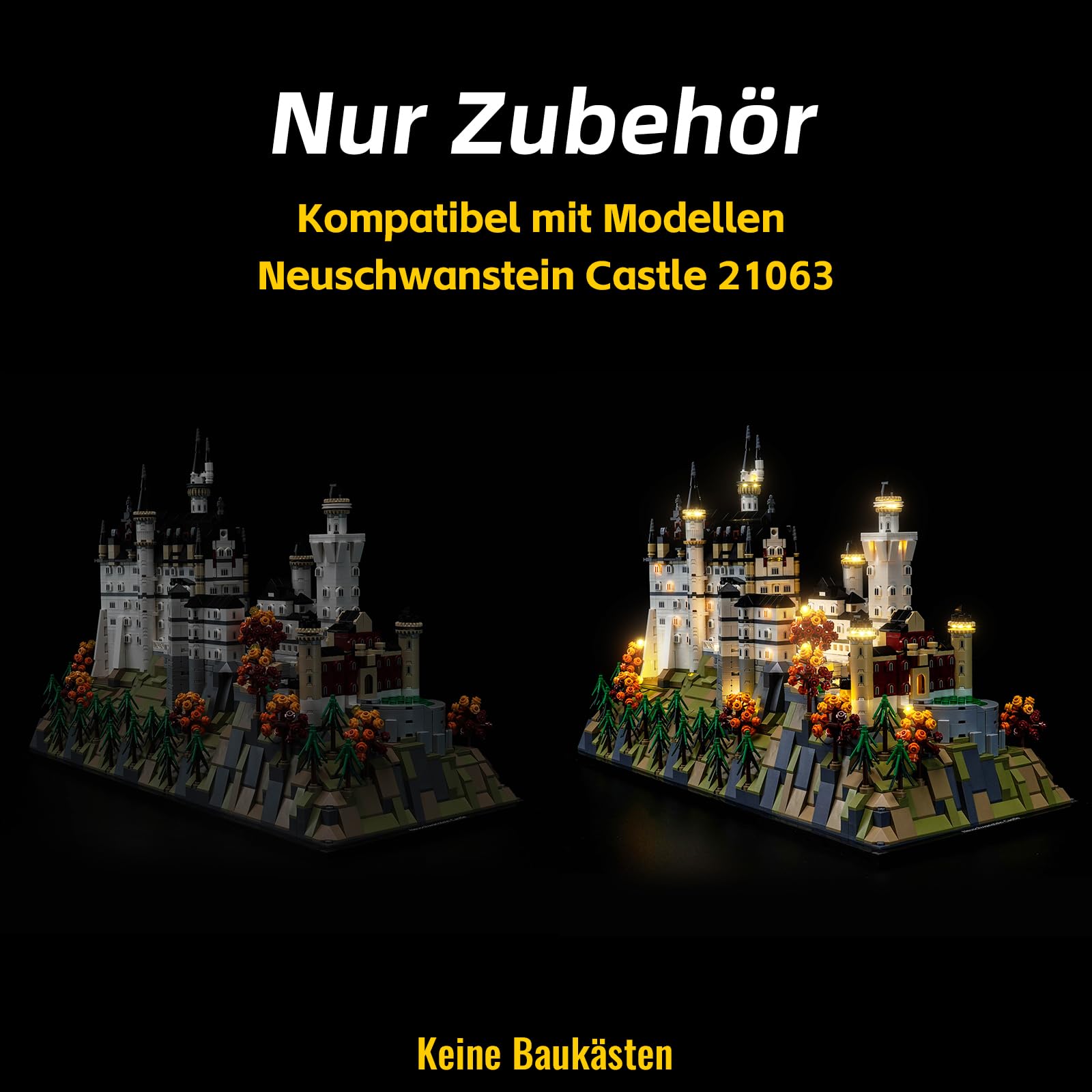 BrickBling Touch Dimmer Schalter Led Licht Set Kompatibel mit Lego Neuschwanstein Castle 21063 (Kein Modell), Dekorationsbeleuchtungsset Compatible with Lego Neuschwanstein Castle Kreative Spielzeug