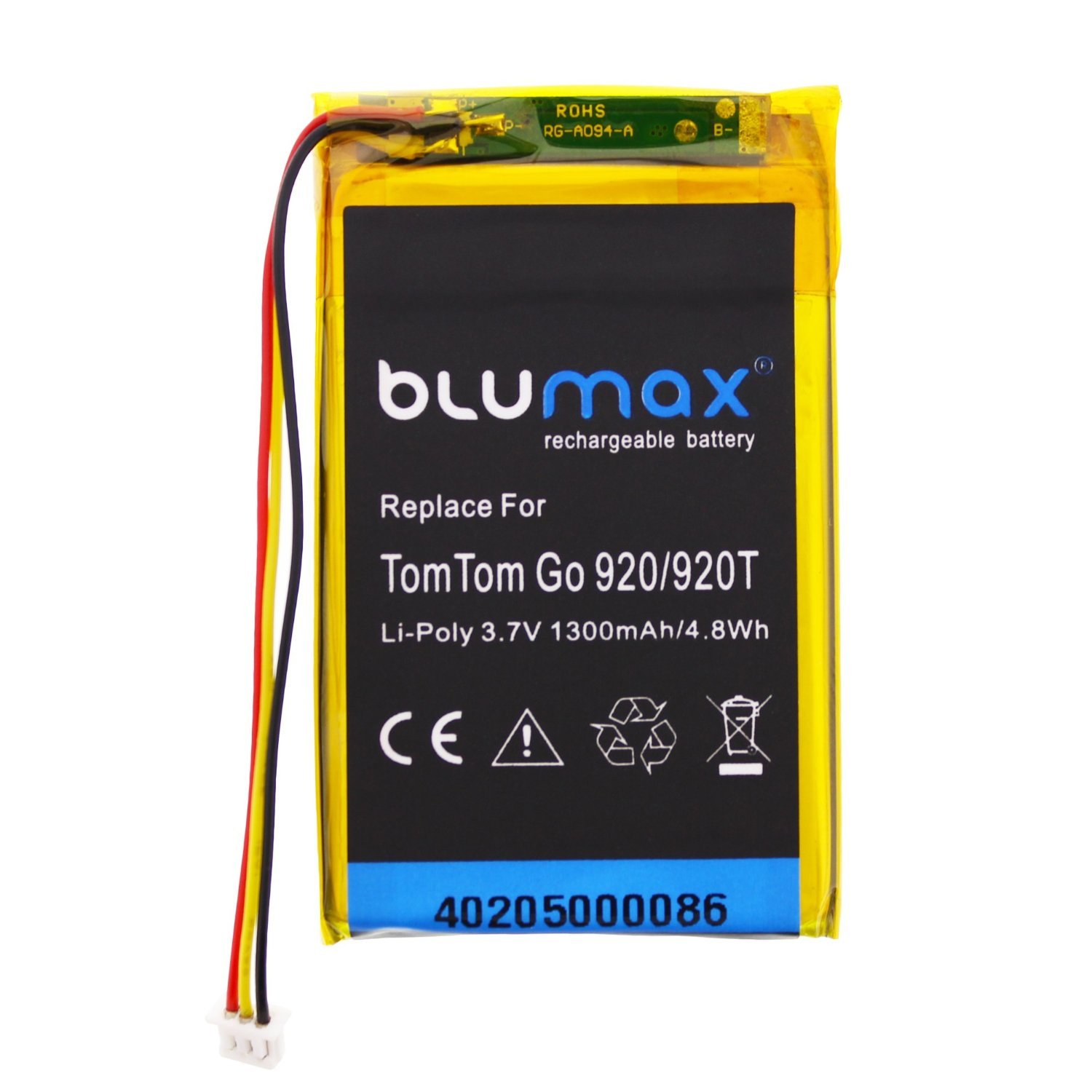 Blumax AHL03713100 Li-Poly Battery (1300 MAh) For Tomtom GO 920/920T - 9