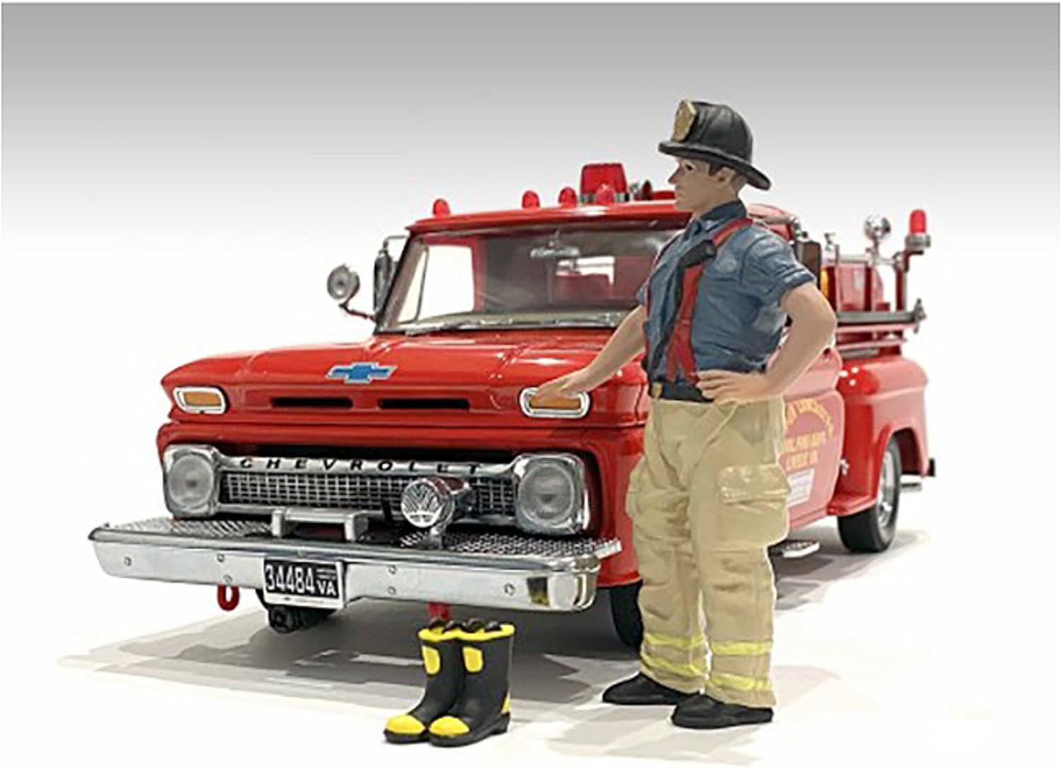American Diorama Firefighters Getting Ready Figure with Boots Accessory for 1/24 Scale Models