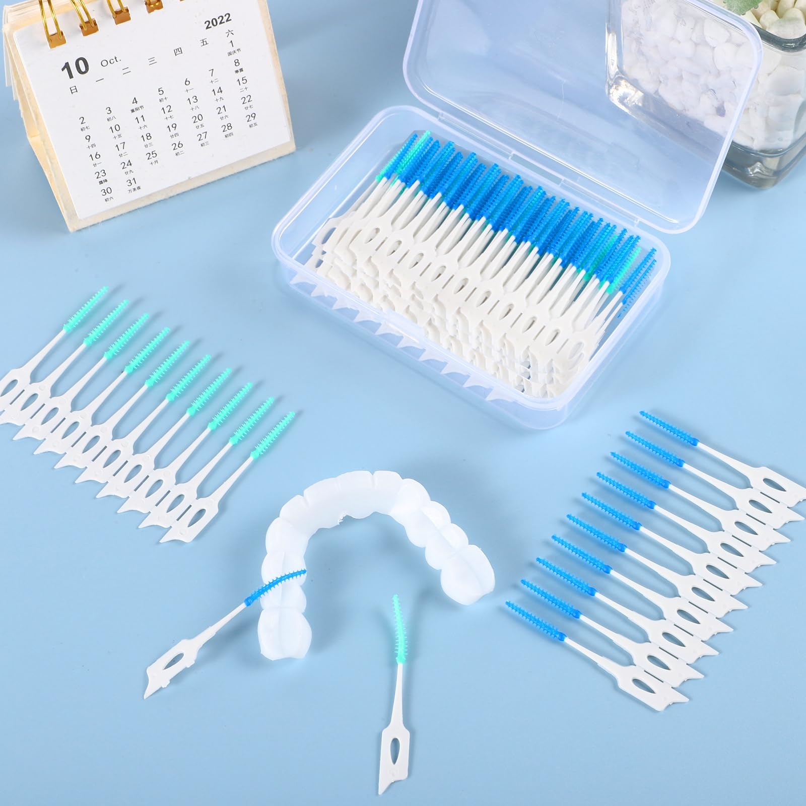 200 Pezzi Scovolini dentali, Scovolino Interdentale Silicone Scovolino Denti Spazzolini Interdentali con Scatola per l'Igiene Dentale Mantenimento Della Salute Orale