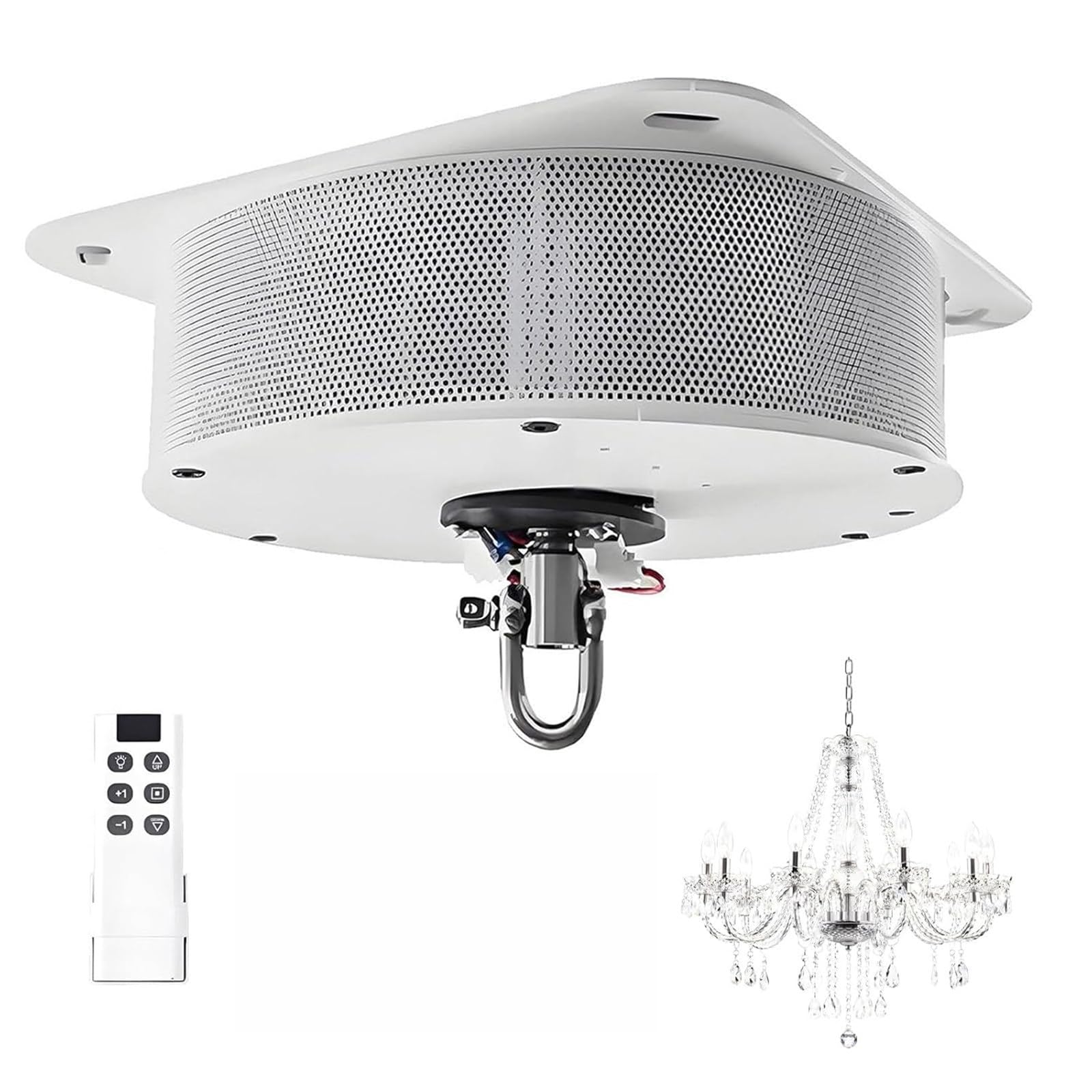 JozyJul 2 in 1 Chandelier Lifter, Motorized Villas Heavy Duty Pendant Lamps Lifter Electric Chandelier Hoist Lift System with Remote Control, Suitable for Hotels, Living Rooms 180kg