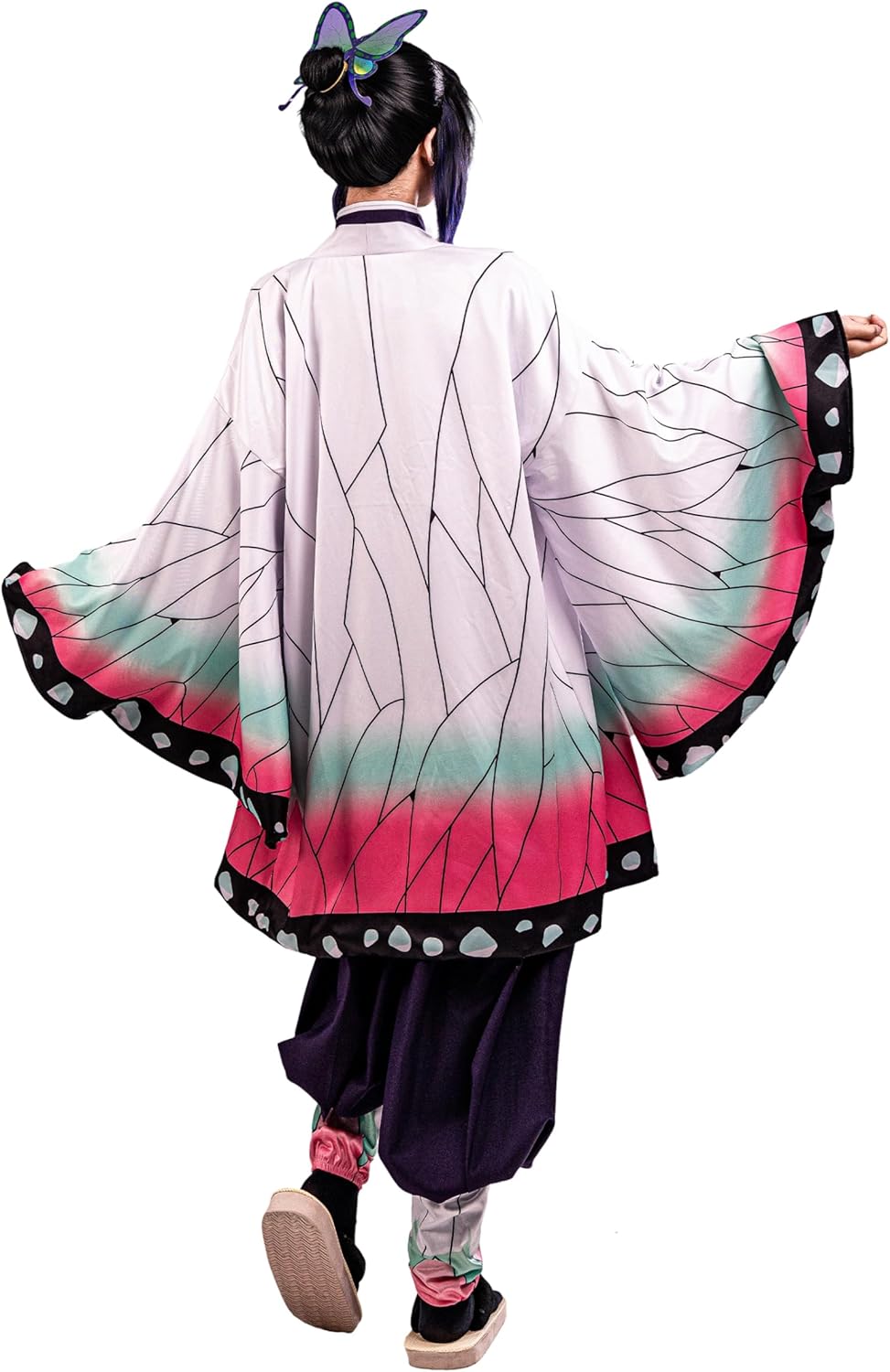 OSIAS Women Anime Kochou Shinobu Cosplay Costume with Embroidered Top and Butterfly Headwear - Image 3