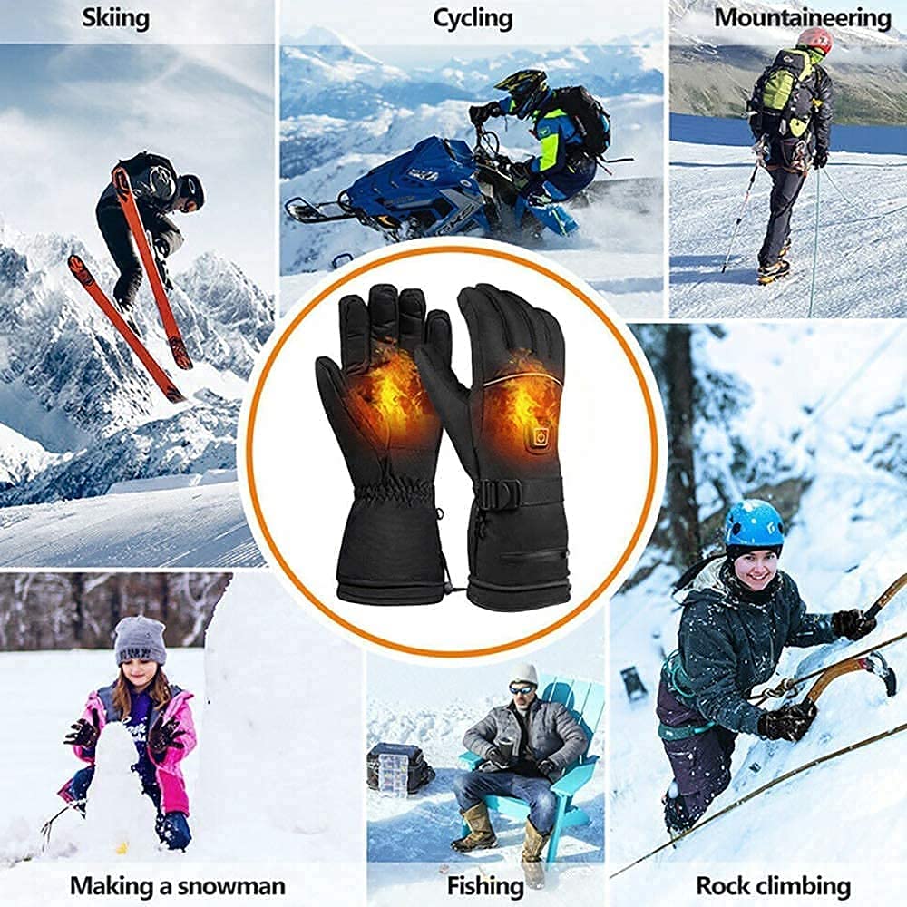 SBTXHJWCGLD Guantes térmicos de Invierno 3 Guantes térmicos con Pantalla táctil de Temperatura Ajustable de calefacción Impermeable Recargable con Pilas para Senderismo Esquí Actividades al ai