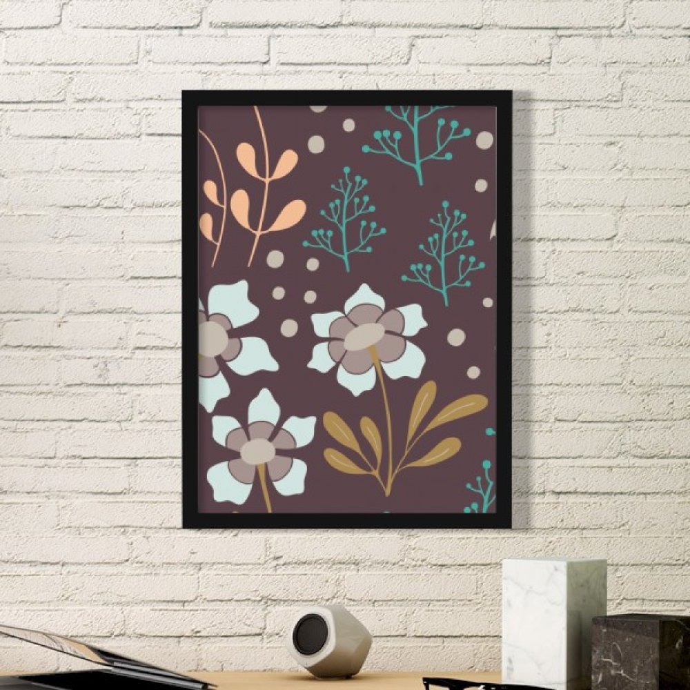 Cadre photo rectangle en bois noir de qualité supérieure avec motif fleur marron