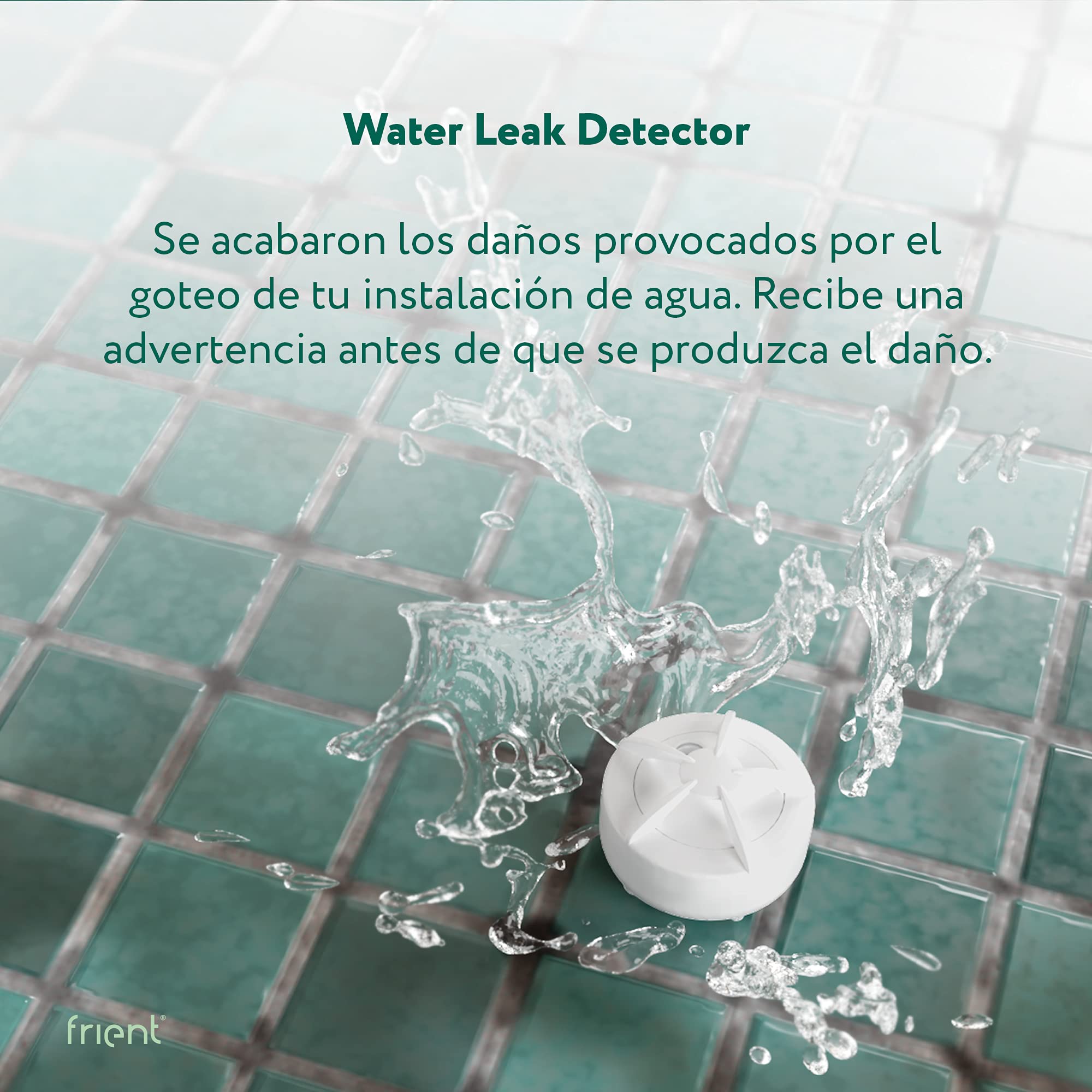 frient Water Leak Detector | Sensor de Goteos Inalámbrico con Sonido Fuerte | Alertas Instantáneas | Alimentado por Baterías | Zigbee | Funciona con SmartThings, Home Assistant y Homey