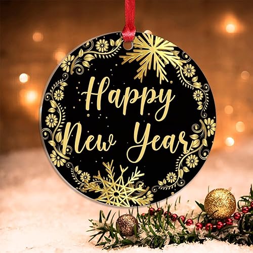 Vista 81 de Christmas Ornament Merry Christmas Y'all Ornament for Christmas Tree Decor Gold Snowflake Ball Wreath Xmas Tree Decorations 3in Acrylic Ornament