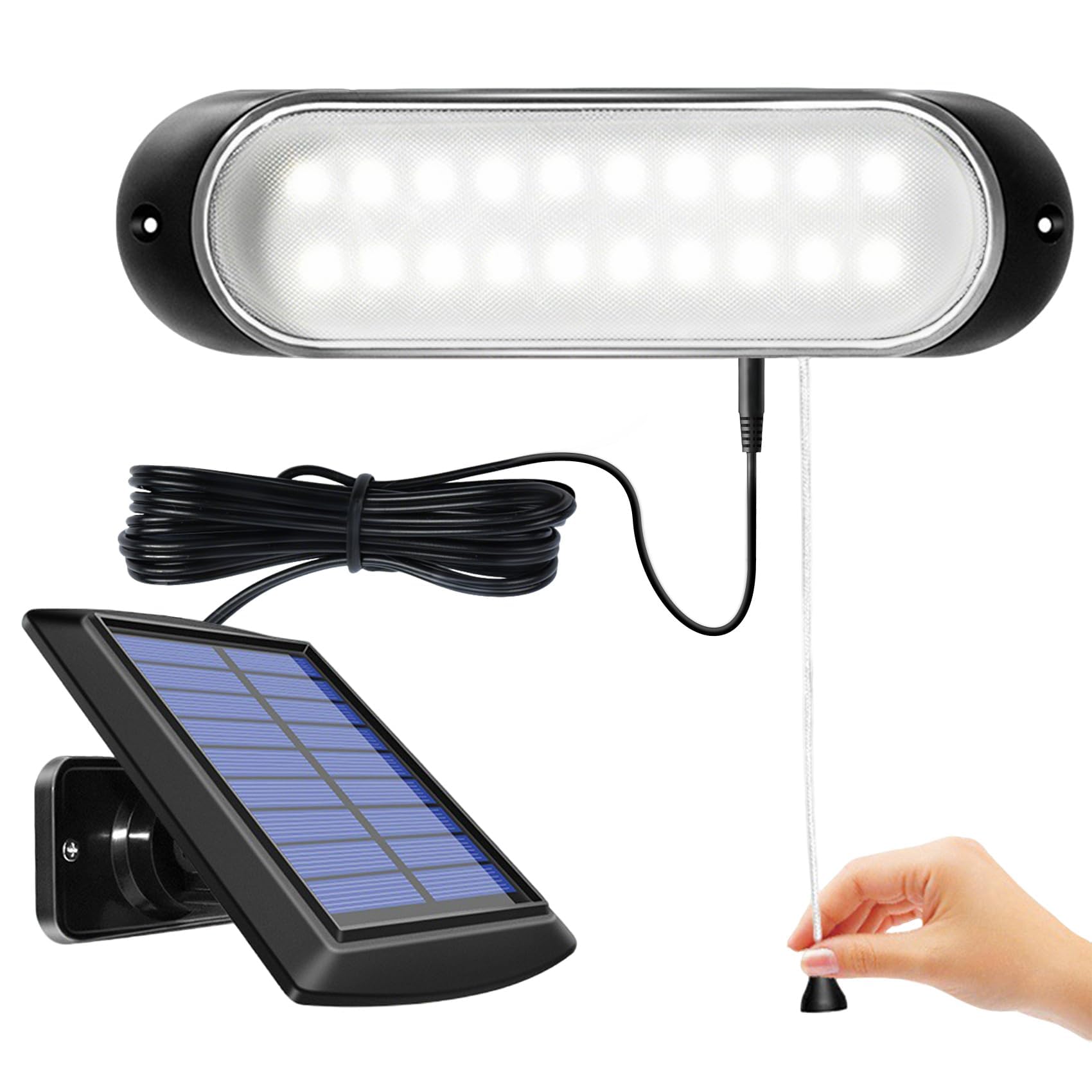ChunHee interior al aire libre solar lámpara colgante IP65 impermeable 20LED solar cobertizo luz con cadena de control de lámparas solares para jardín, garaje, camino, patio, césped, gallinero