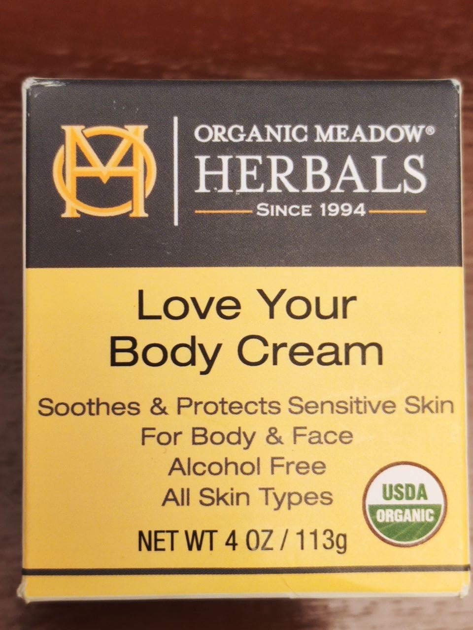 Organic Meadow Herbals Love Your Body Cream (4oz) - USDA Certified Organic. Soothes & Protects Dry, Itchy Skin, scaly, sensitive skin. For Face & Body. Woman-owned & Operated Since 1994