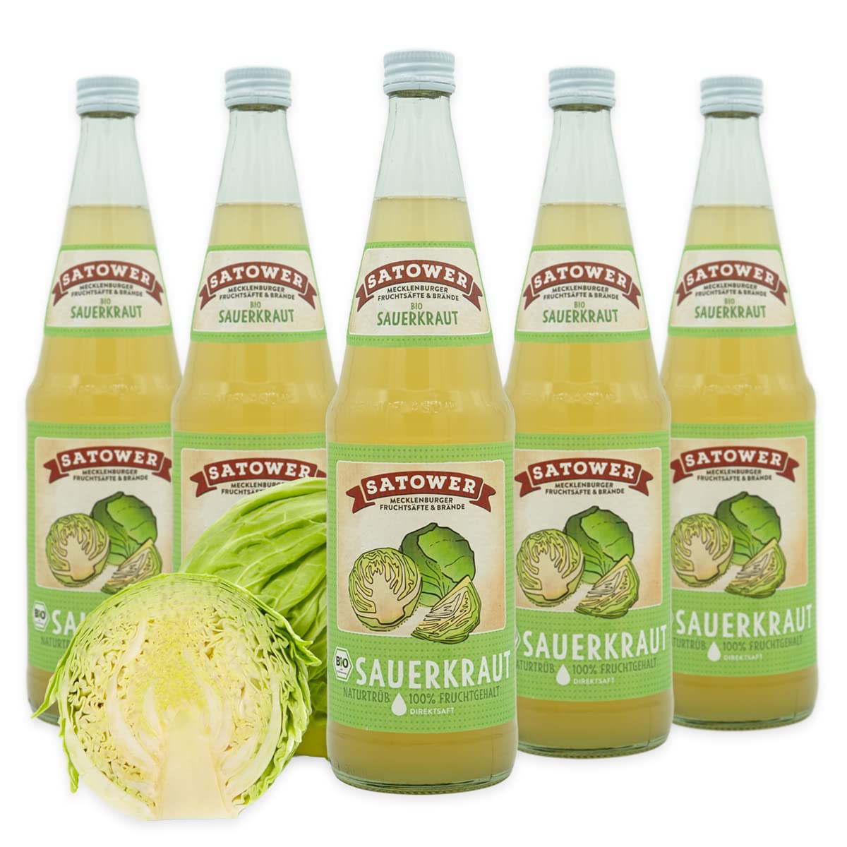 12 x 0,7l Naturtrüber Sauerkrautsaft (100% Direktsaft) - Original Satower