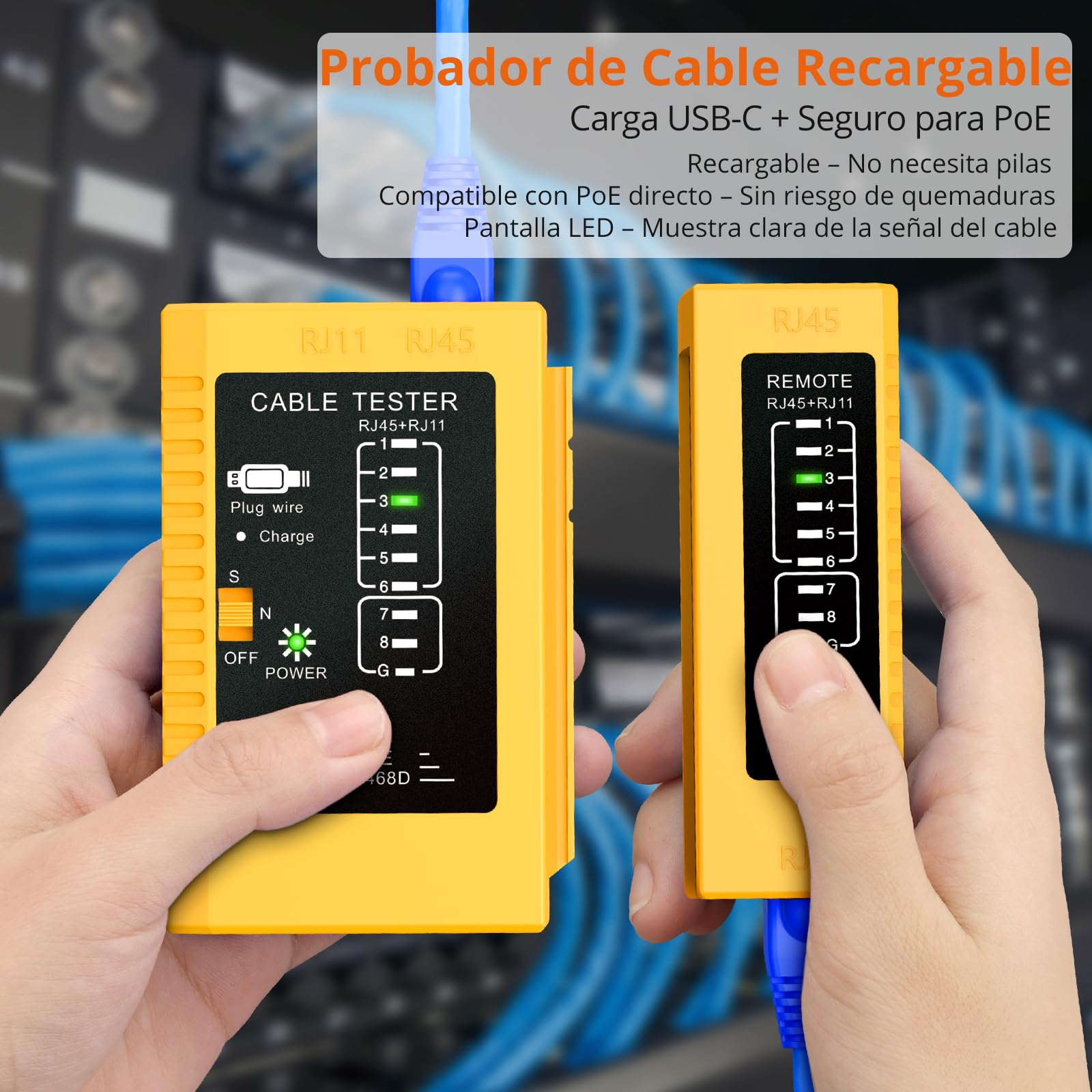 Proster Juego de Crimpadora CAT7 Profesional con Conectores Blindados y Probador Recargable