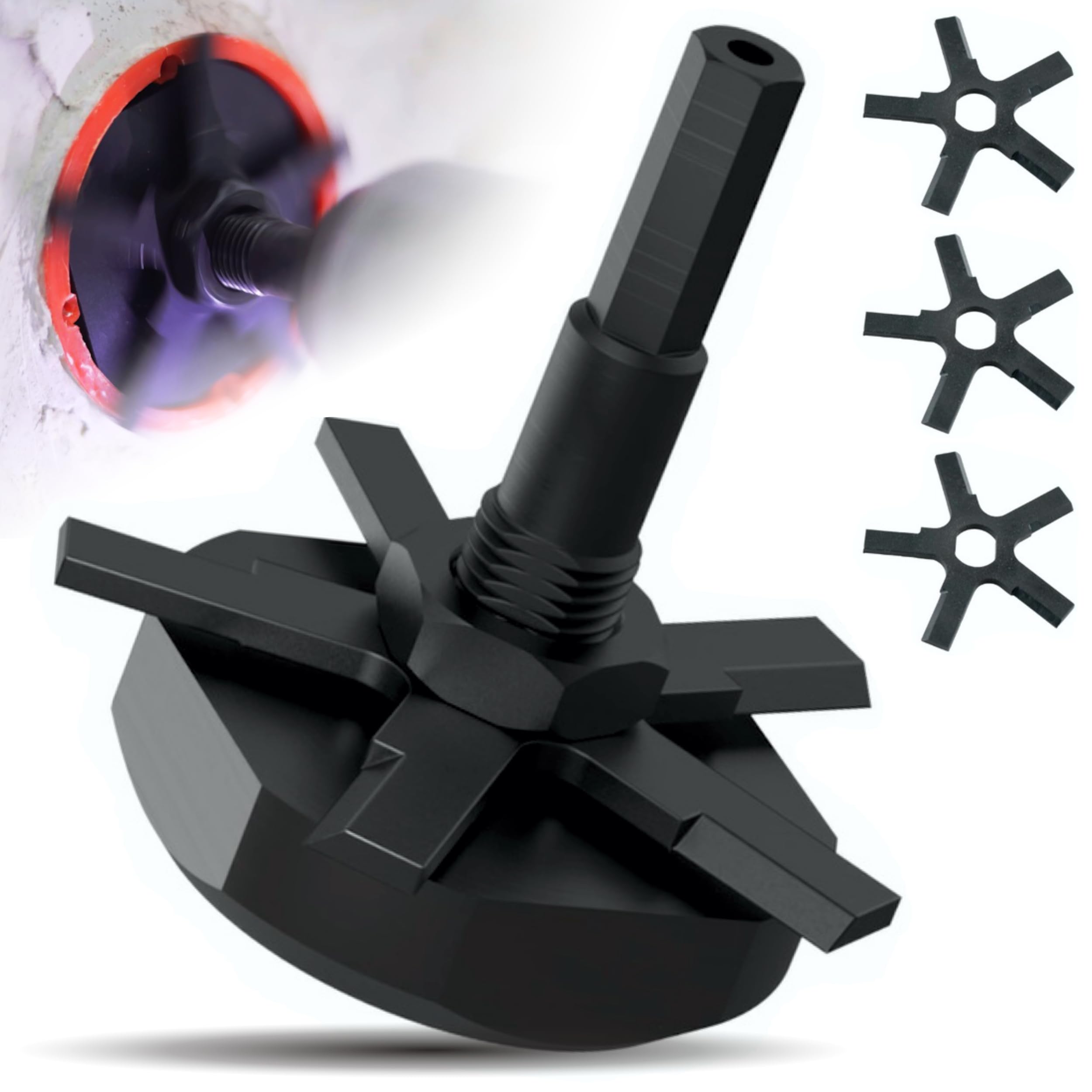 Universal Schneidbohrer für Unterputzdose ∅ 65 mm für alle Bohrer und Akkuschrauber | für Stuckateur, Gipser, Elektriker, Werkzeug, Hausrenovierung (SCROBER Set mit 3 x Messer)