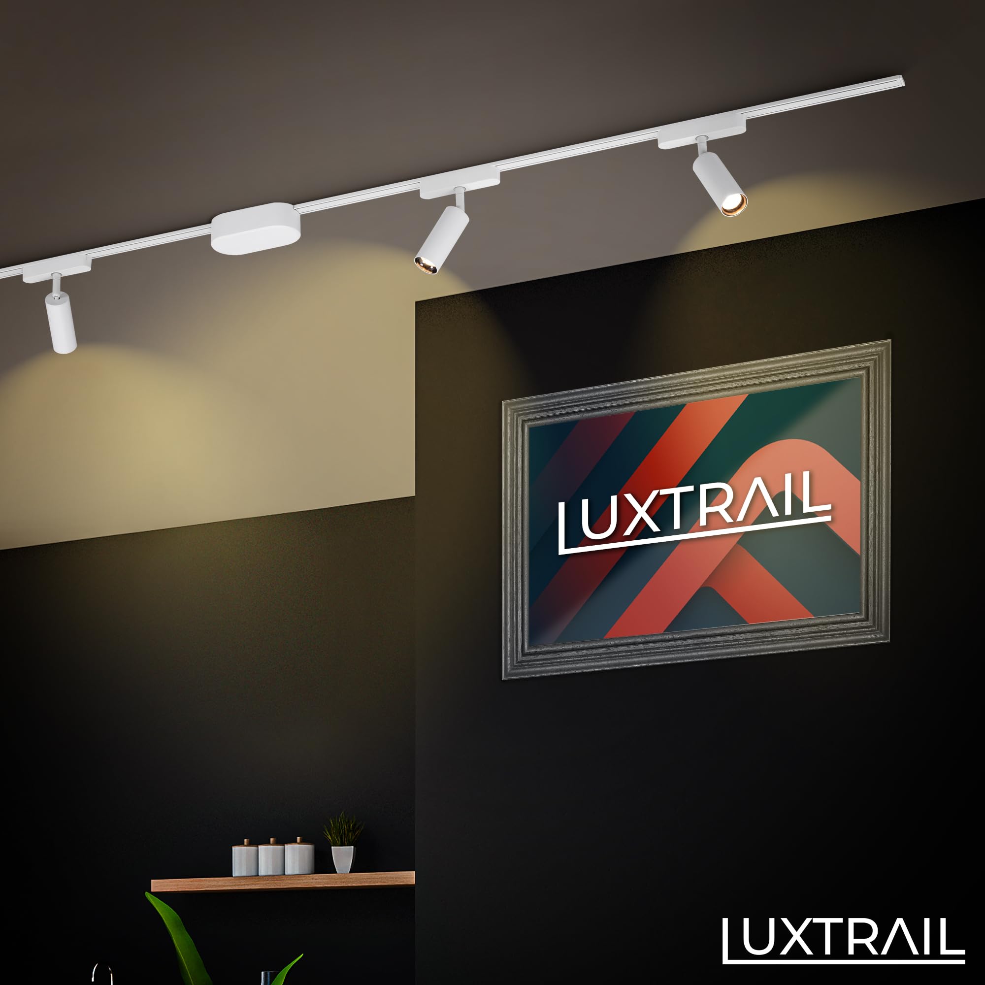BRILONER - Système de rail Luxtrail LED Tracklight, Blanc chaud, Orientable, Accessoires, Tracklight, LED Spot, Spot de plafond, Projecteur, Plafonnier, Plafonnier, 130x40x155mm (LxDxH), Blanc