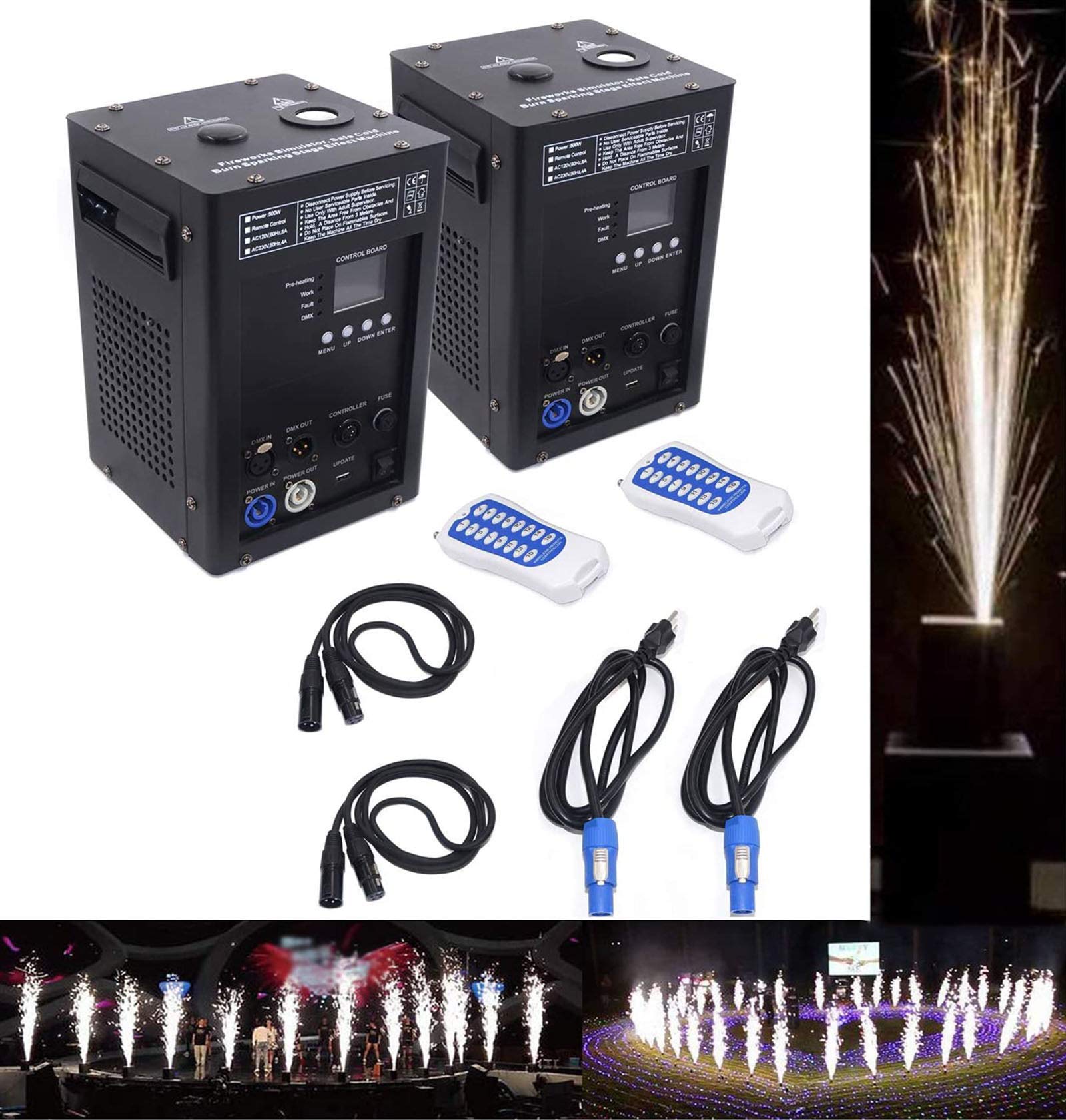 500W Spezialeffekt sparkular Machine DMX512 Fernbedienung Funken Feuerwerk Cold Spark Machine für die Hochzeit,Feuerwerkssimulator Für Bar, Hochzeit, Bühne, Party,2Pcs