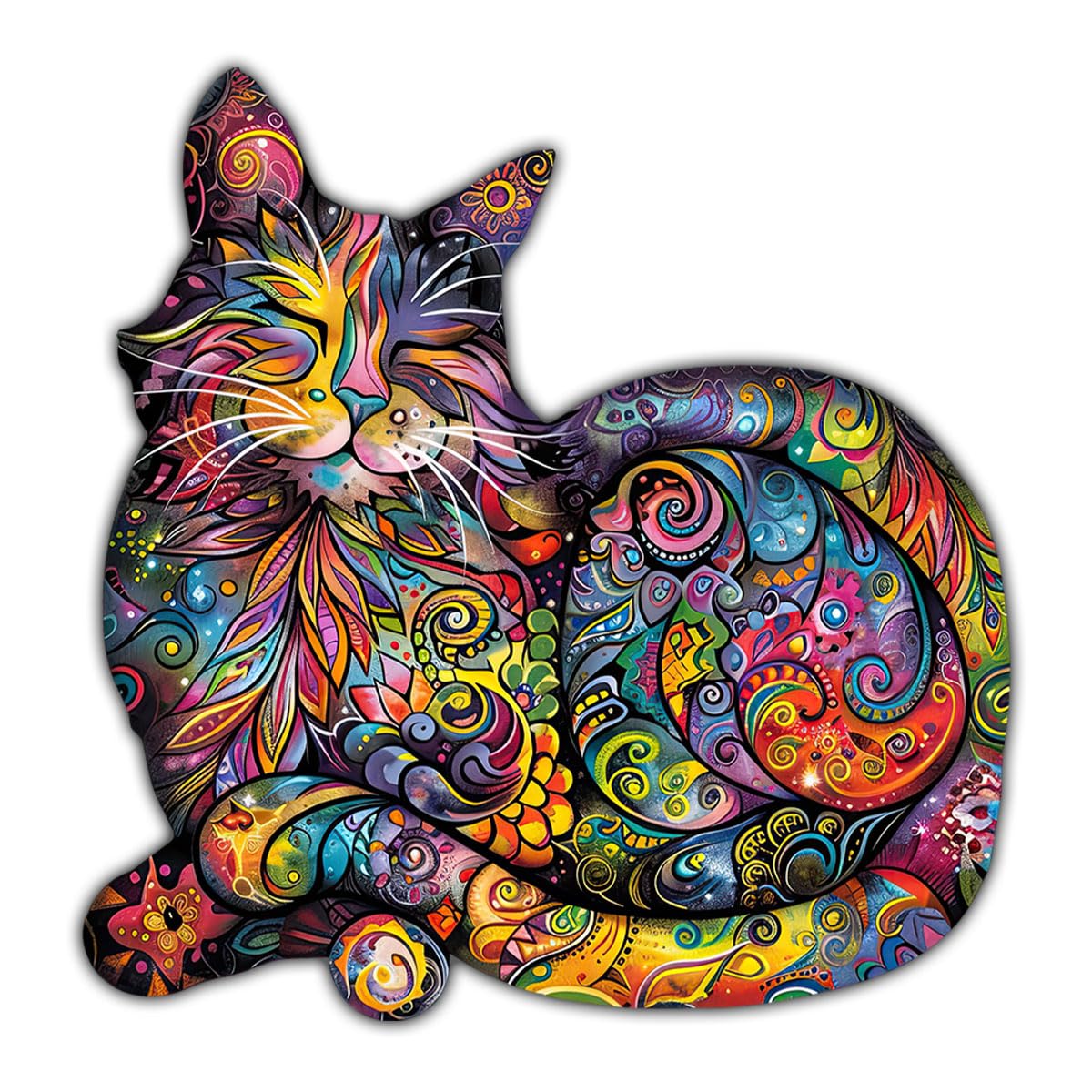 (3Pcs) Dean Russo Cat Funky Colors Glow Vinyl Bumper Decal Sticker, Dean Russo Sticker, Cat Bumper Stickers, Color Cat Decal- Stickers for Laptop Water Bottle Phone Car Window Helmet 3" (DR Cat 2)