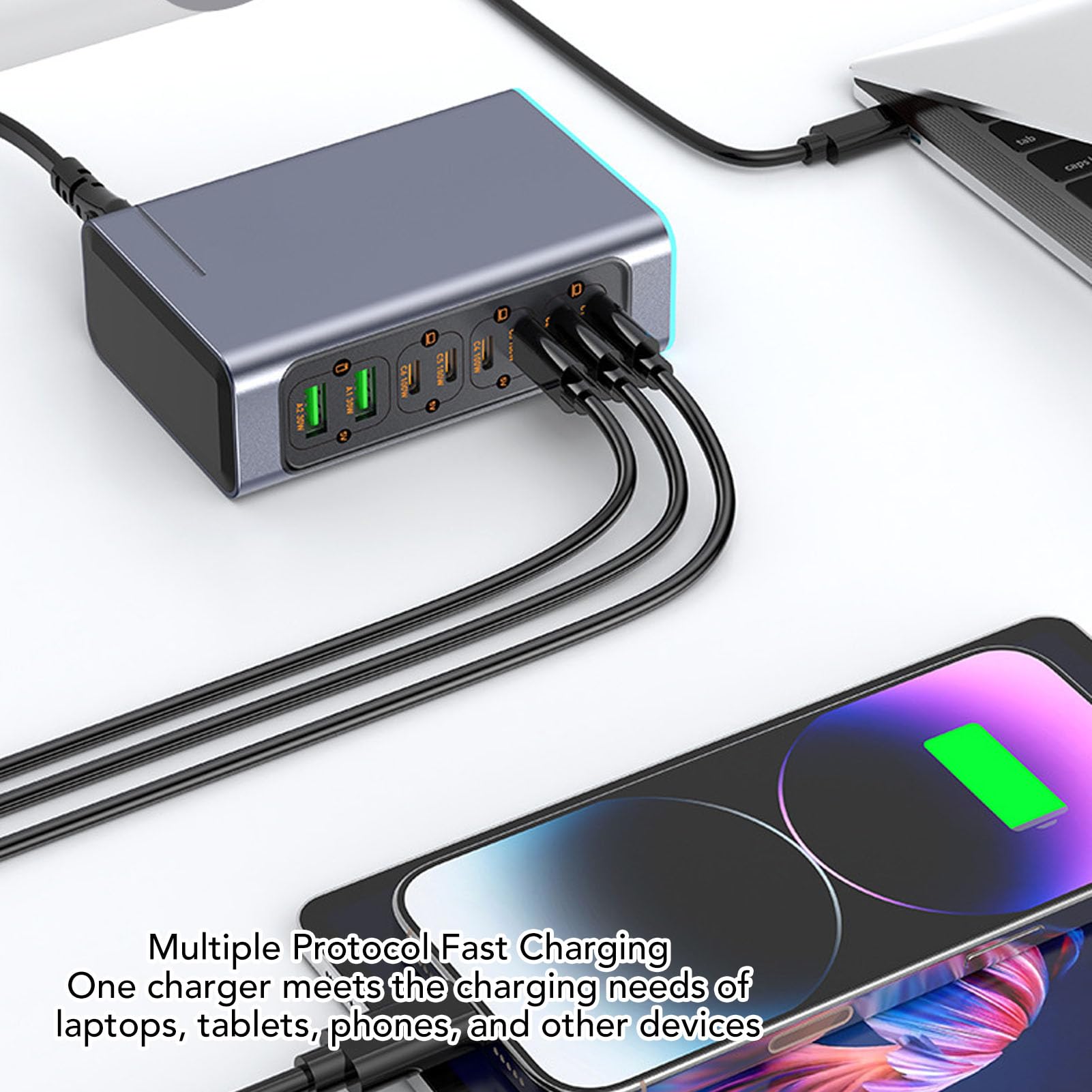 Jectse Blok Szybkiej ładowarki USB C Koncentrator Stacji ładującej GaN, PD3.0 6 PortóW USB C Hub ładujący 140 W do Wielu urządzeń Telefon Laptop, 2 Porty USB A, Stacja Szybkiego (wtyczka UE)