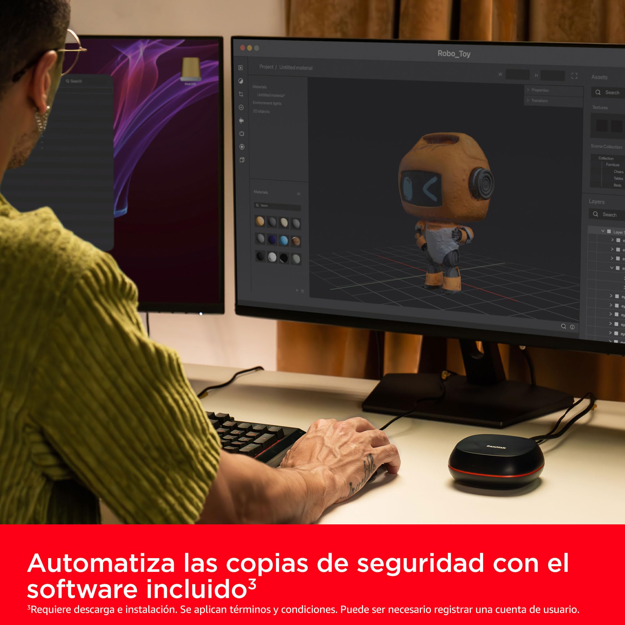 SanDisk Desk Drive SSD 4TB unidad SSD externa de sobremesa, compatible con Windows y Mac, copias de seguridad automáticas, hasta 1000 MB/s, Alta capacidad, formato exFAT, USB-C, USB 3.2 Gen 2