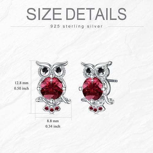 Miniatura 6 de POPKIMI Aretes de plata de ley S925 con diseño de búho para mujer, joyería de piedra natal de julio, regalos para hija y nieta