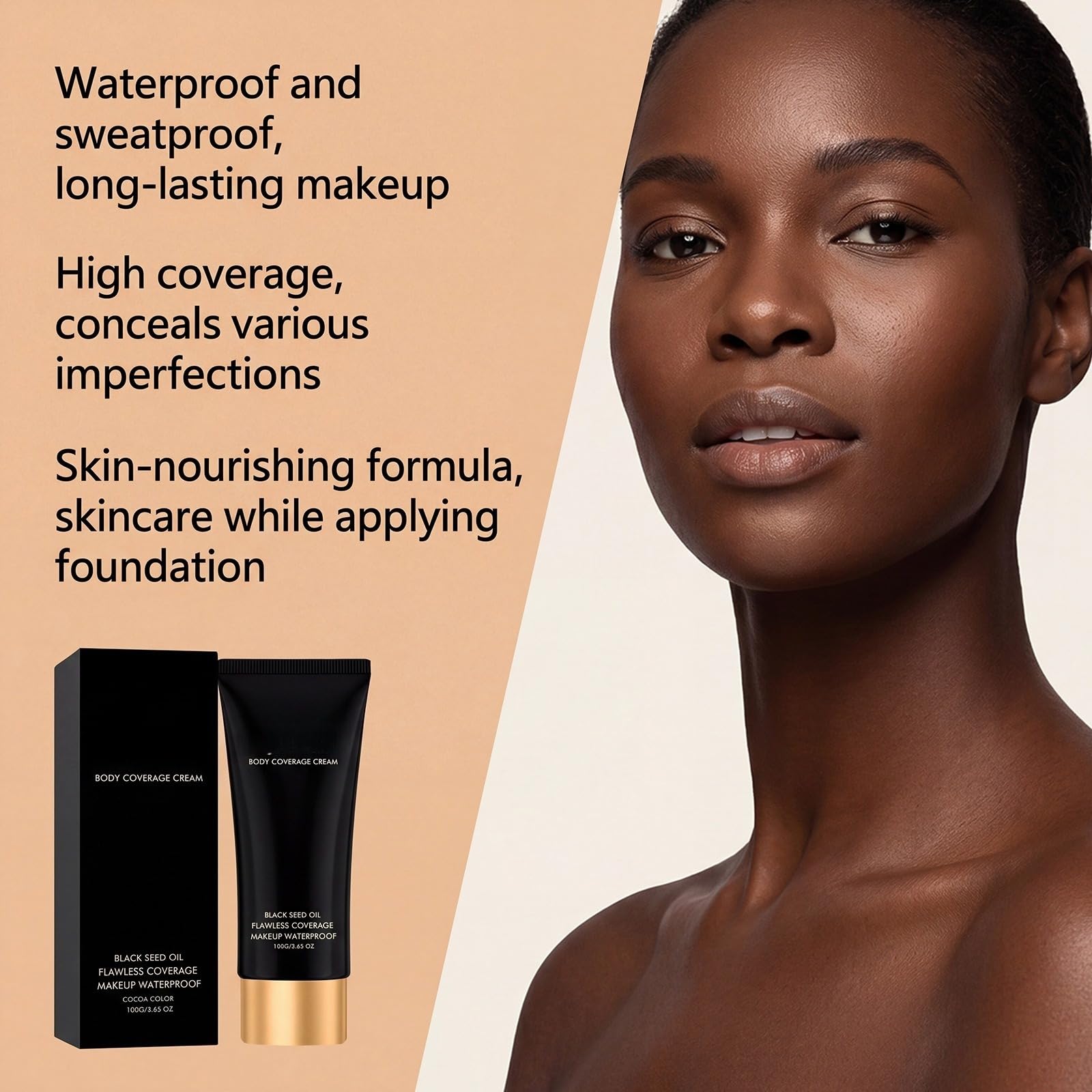 Waterproof Leg & Body Makeup, Blemish Covering Foundation, Long Lasting Cream, Waterproof and Transfer Resistant Body Coverage Perfector Long-Lasting Sweat