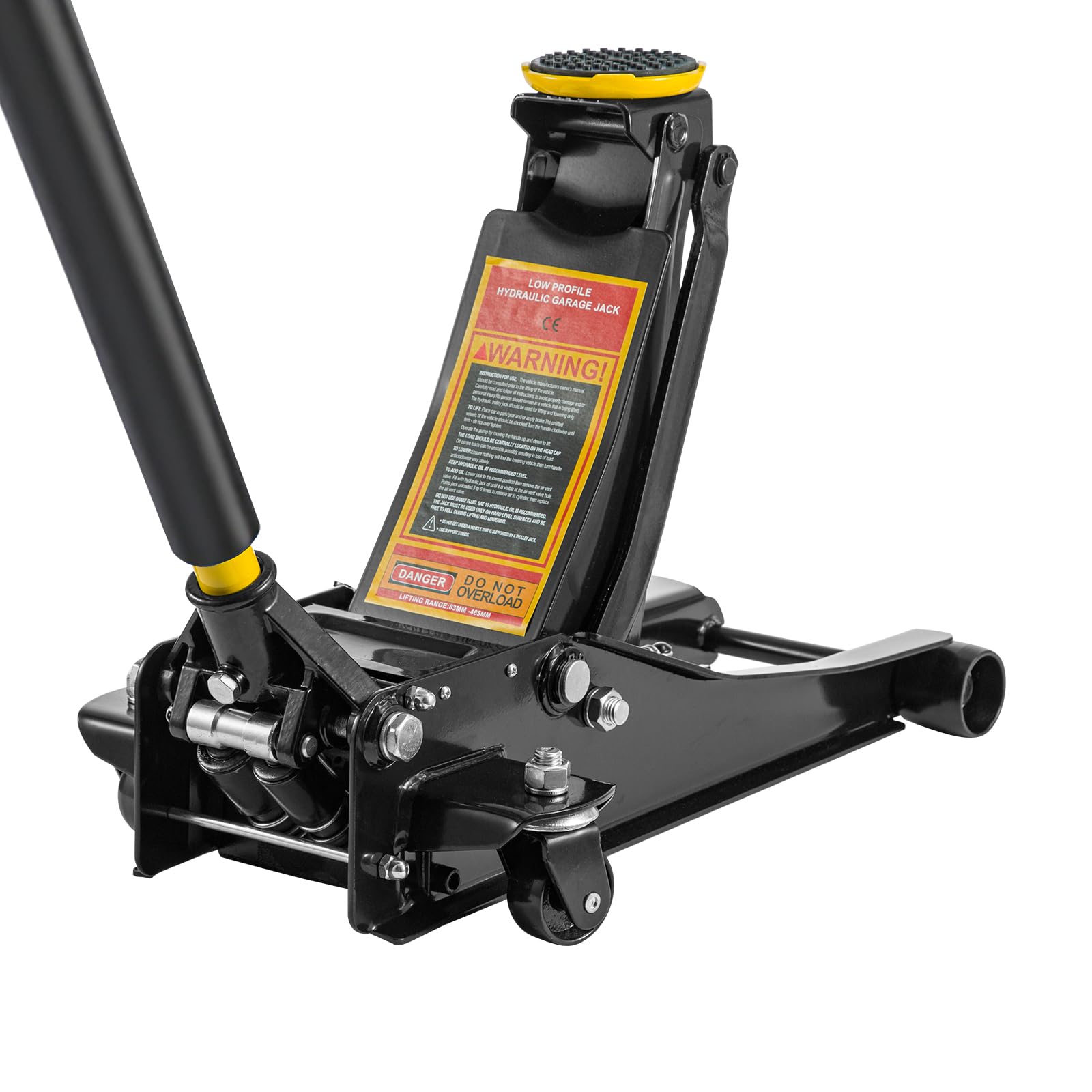 3 Tonne Trolley Jack Hydraulic Car Jack, Low Profile Floor for Car Van, Heavy-Duty Steel Hydraulic Lift with Dual Pump System, Handle Swivel Wheels, High Lift Garage (Yellow) - 1