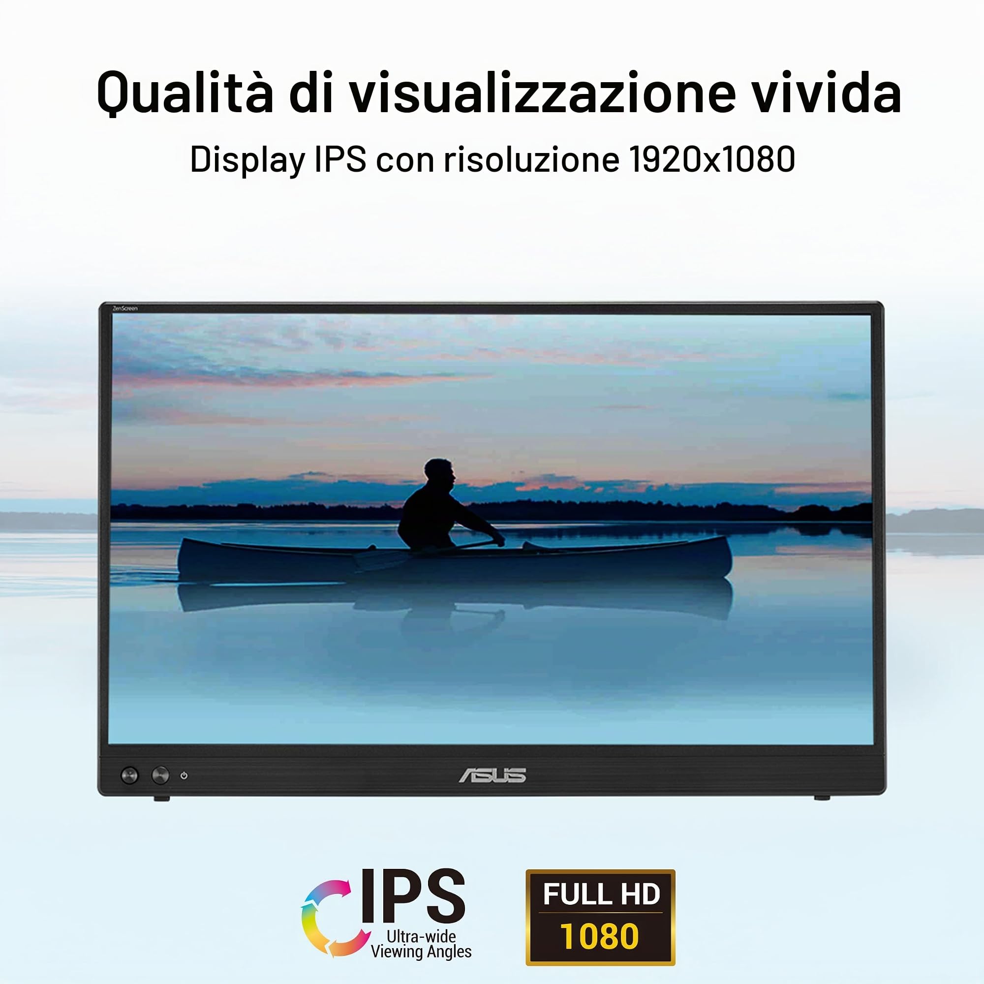 ASUS ZENSCREEN MB16AHVE, Monitor Portatile da 15,6" IPS FHD, Nero