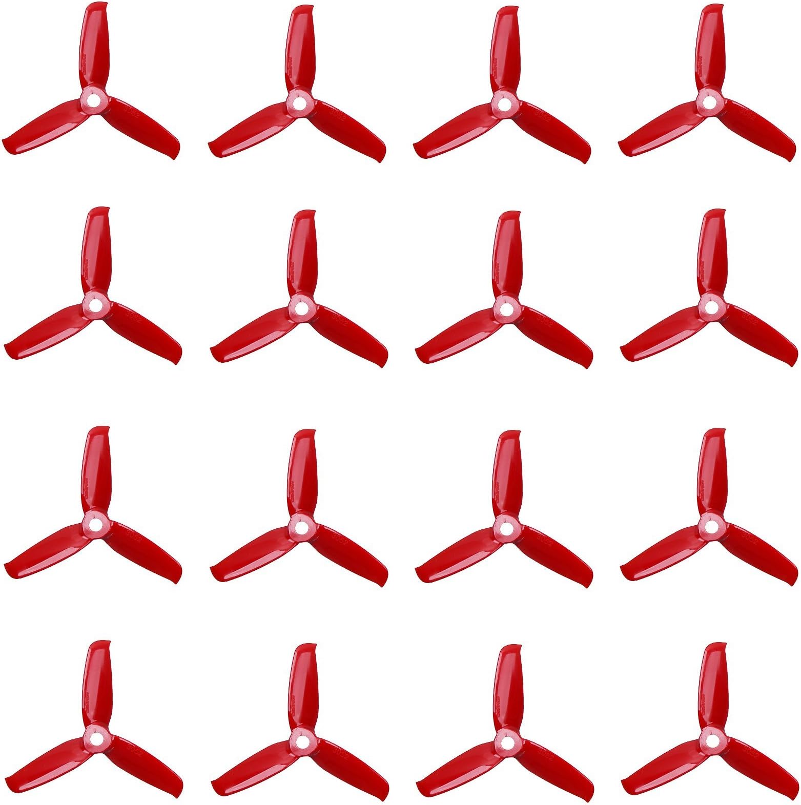Genuine Gemfan 3052 3-Blades Flash (3x5.2x3) Propellers 16 Pieces(8CW, 8CCW) Red - Polycarbonate 3-inch Tri Blades Mini Quadcopters & Multirotors Props Battery Strap