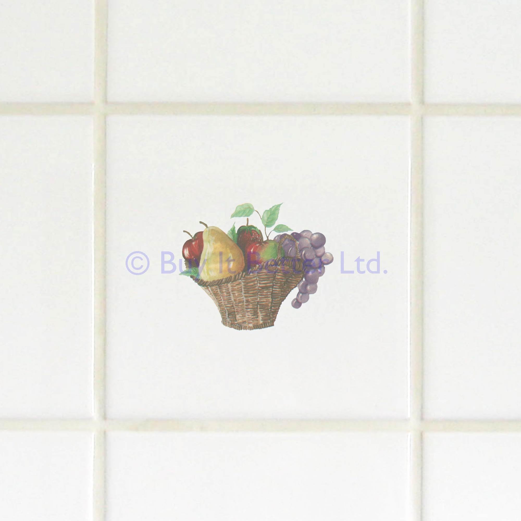 Tile Transfers Water Slide Decal Inset Evesham Fair Basket of Fruit 5 Pack