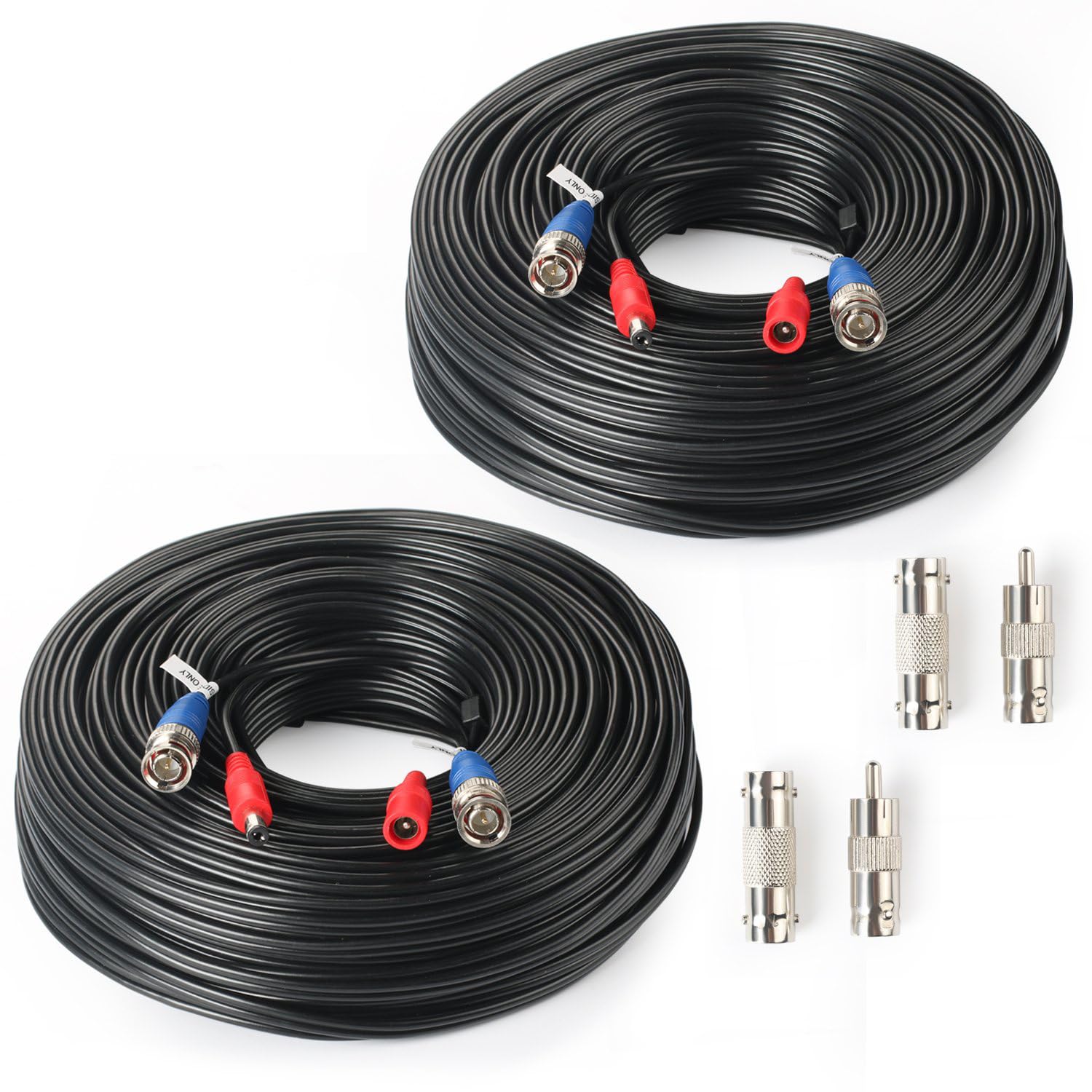 SHD 2Pack 200Feet Video Power Cable - BNC to RCA & BNC Female Connectors for CCTV Security System