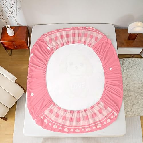 Miniatura 6 de Erosebridal Juego de sábanas de tamaño individual para niños y perros, juego de sábanas con estampado de amor de dibujos animados, diseño de